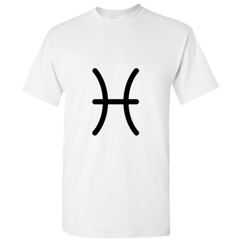 Gildan (, S) Pisces Fish Zodiac Horoscope Astrological Symbol Men T Shirt Tee Top White