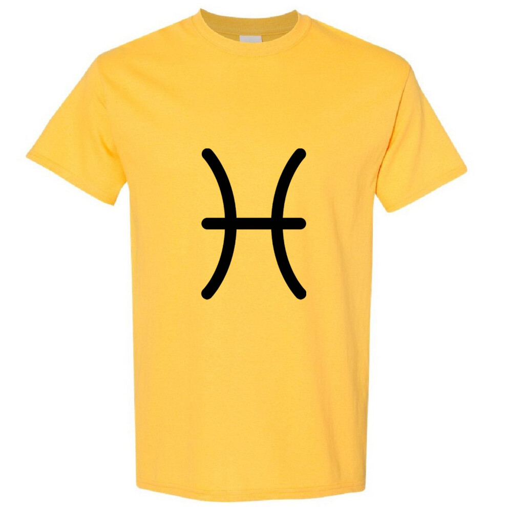 Gildan (, L) Pisces Fish Zodiac Horoscope Astrological Symbol Men T Shirt Tee Top Yellow