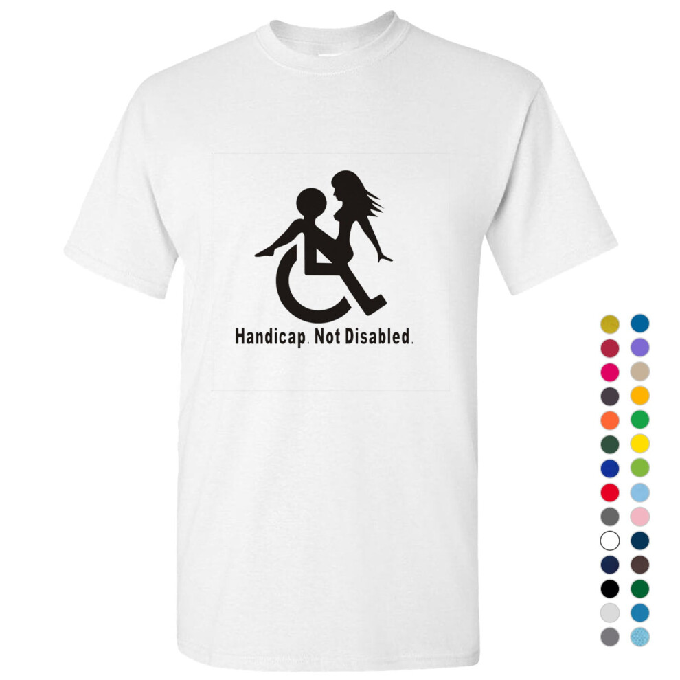 Gildan (, L) Handicap Not Disabled Funny Joke Rude Offensive Slogan Men T Shirt Tee Top Red