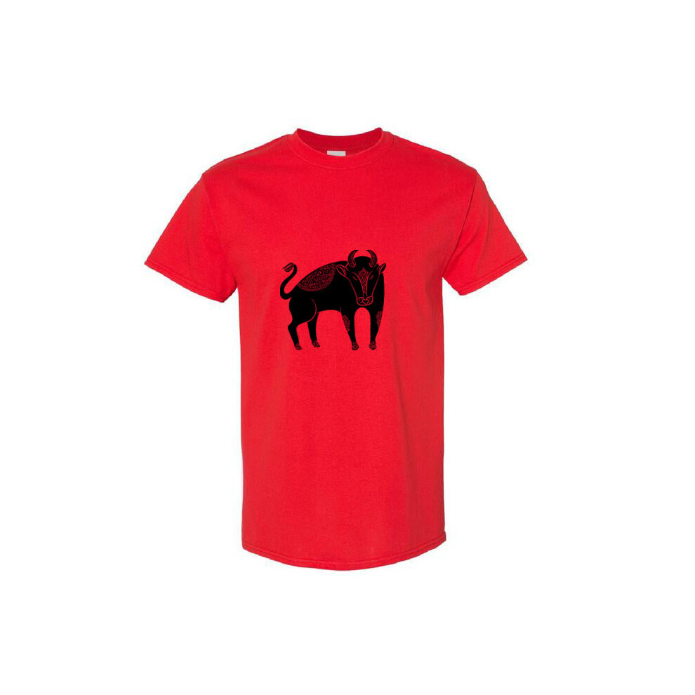 Gildan (, S) Taurus Bull Zodiac Horoscope Astrological Star Sign Men T Shirt Tee Top Red
