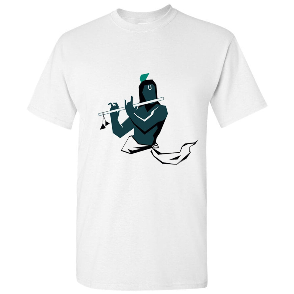 Gildan (S) Krishna Flute Hinduism Hindu Deity God Of Love Men T Shirt Tee Top White