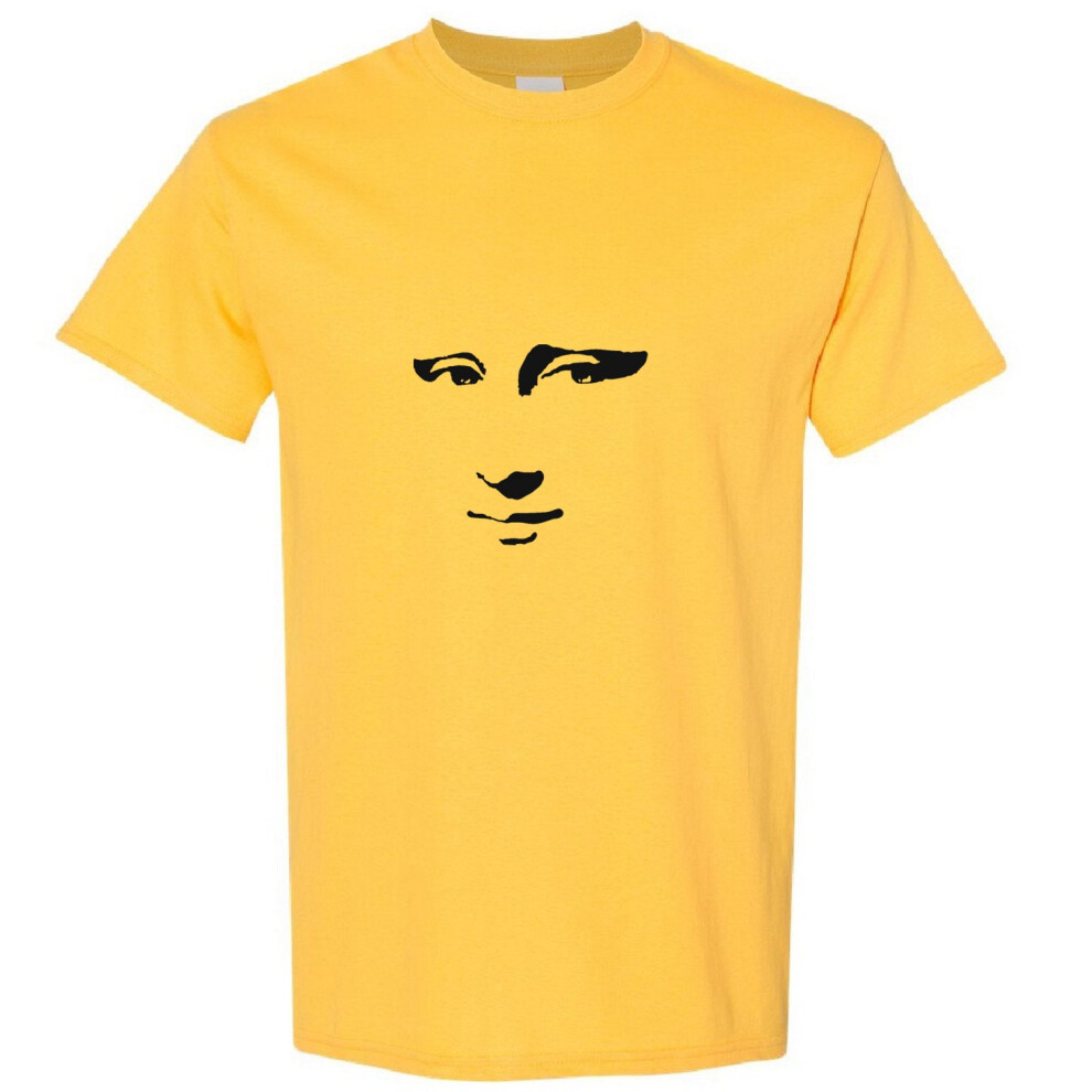 Gildan (Yellow, 2XL) Mona Lisa Smile Face Painting Leonardo Da Vinci Men T Shirt Tee Top