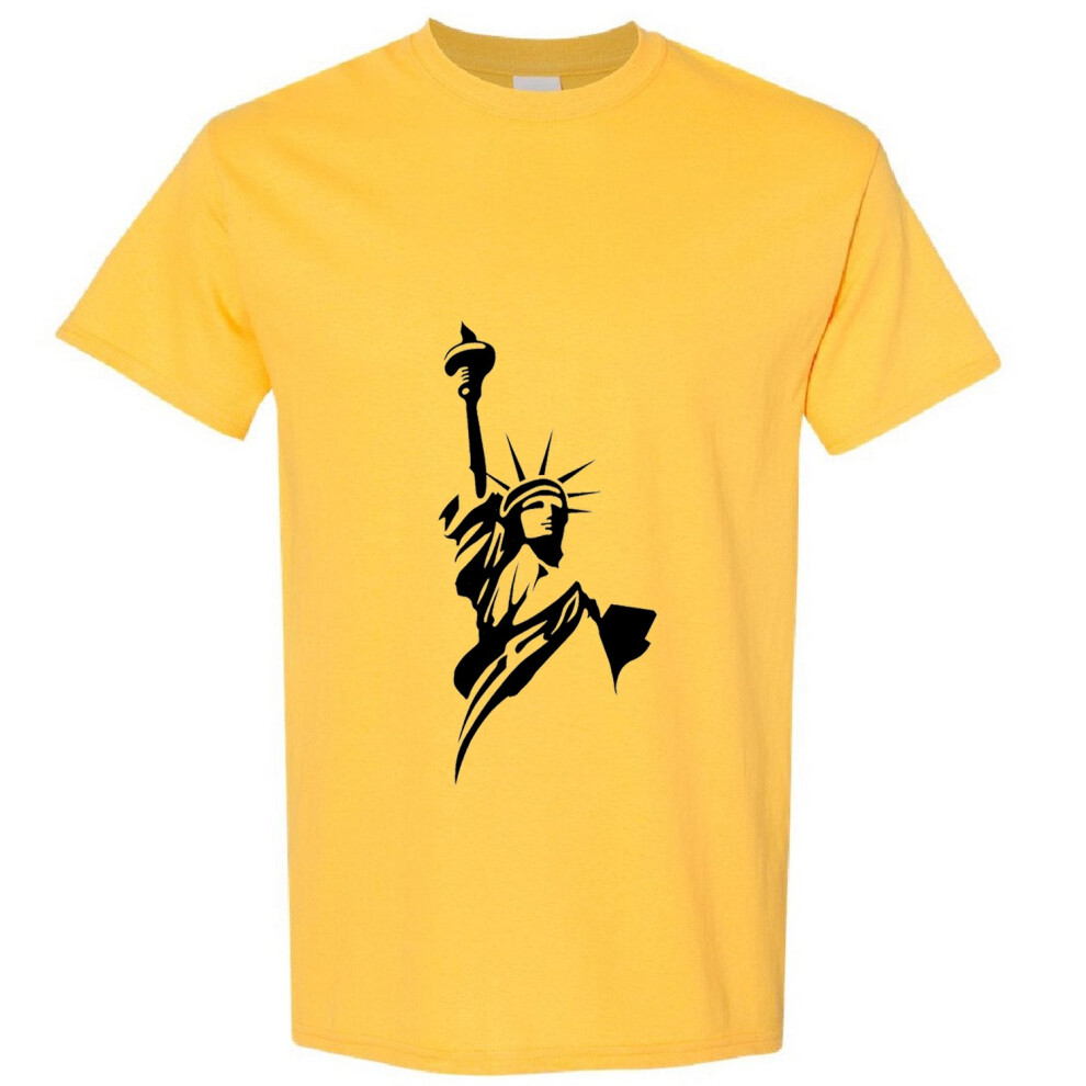 Gildan (, S) Usa New York Harbor Statue Of Liberty Freedom United States Men T Shirt Tee Top Yellow