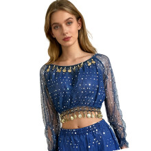 Contemporary Stage Belly Dance Top with-royal blue os