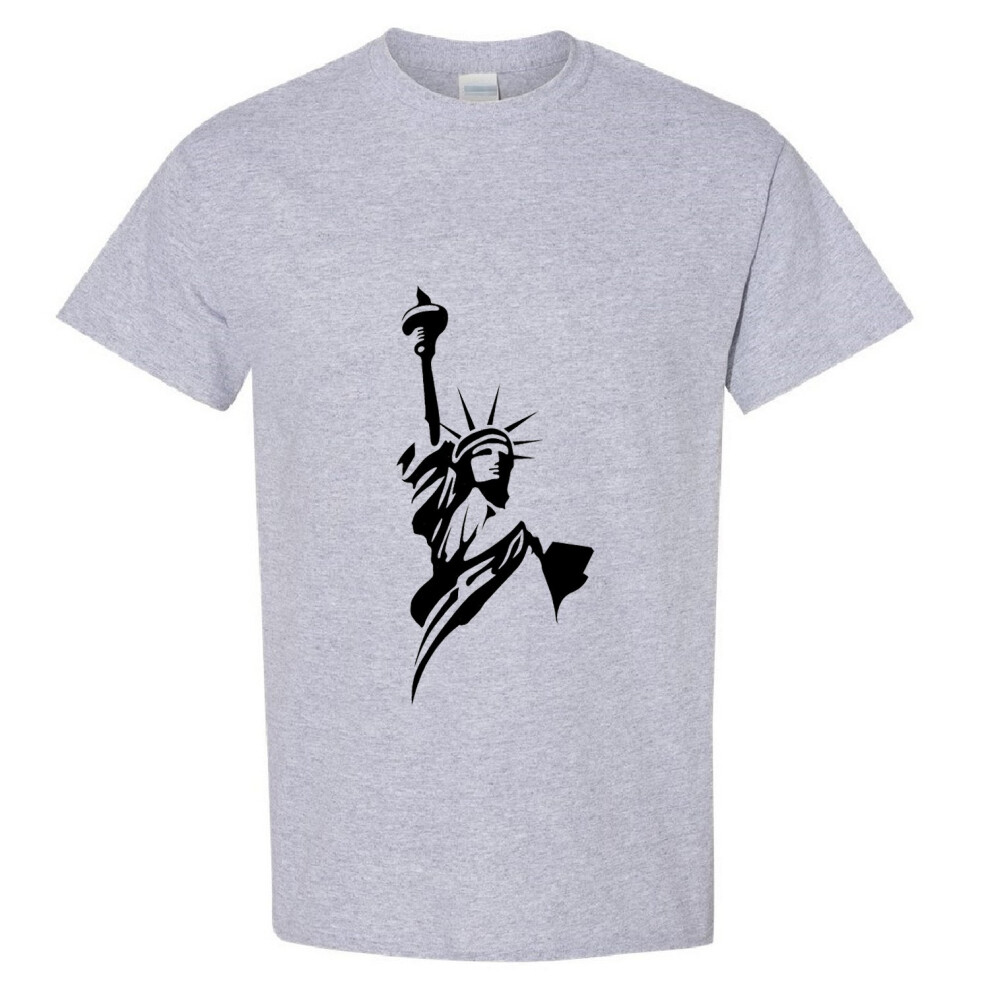 Gildan (, L) Usa New York Harbor Statue Of Liberty Freedom United States Men T Shirt Tee Top Red