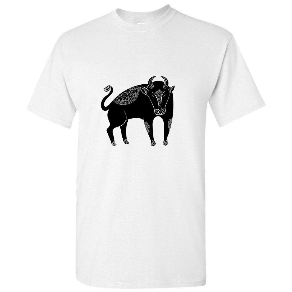 Gildan (, L) Taurus Bull Zodiac Horoscope Astrological Star Sign Men T Shirt Tee Top White