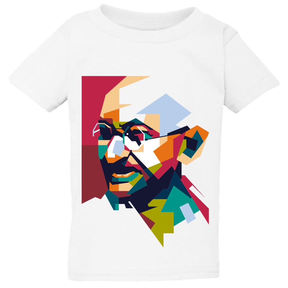 Gildan (Small / 2T / 1-2 Yo) Mahatma Gandhi Hindi Indian Hero T-Shirt Tee Baby Toddler Kids Boy Girl White