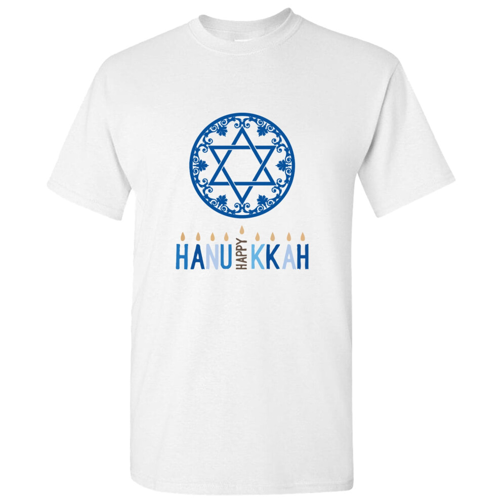 Gildan (M) Star Of David Symbol Hanukkah Jewish Festival Men T Shirt Tee Top White