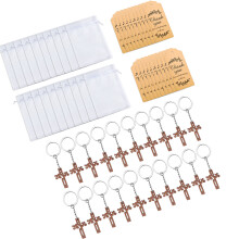20PCS Religious Wood Crucifix Keychain Gift for Guests Baptism