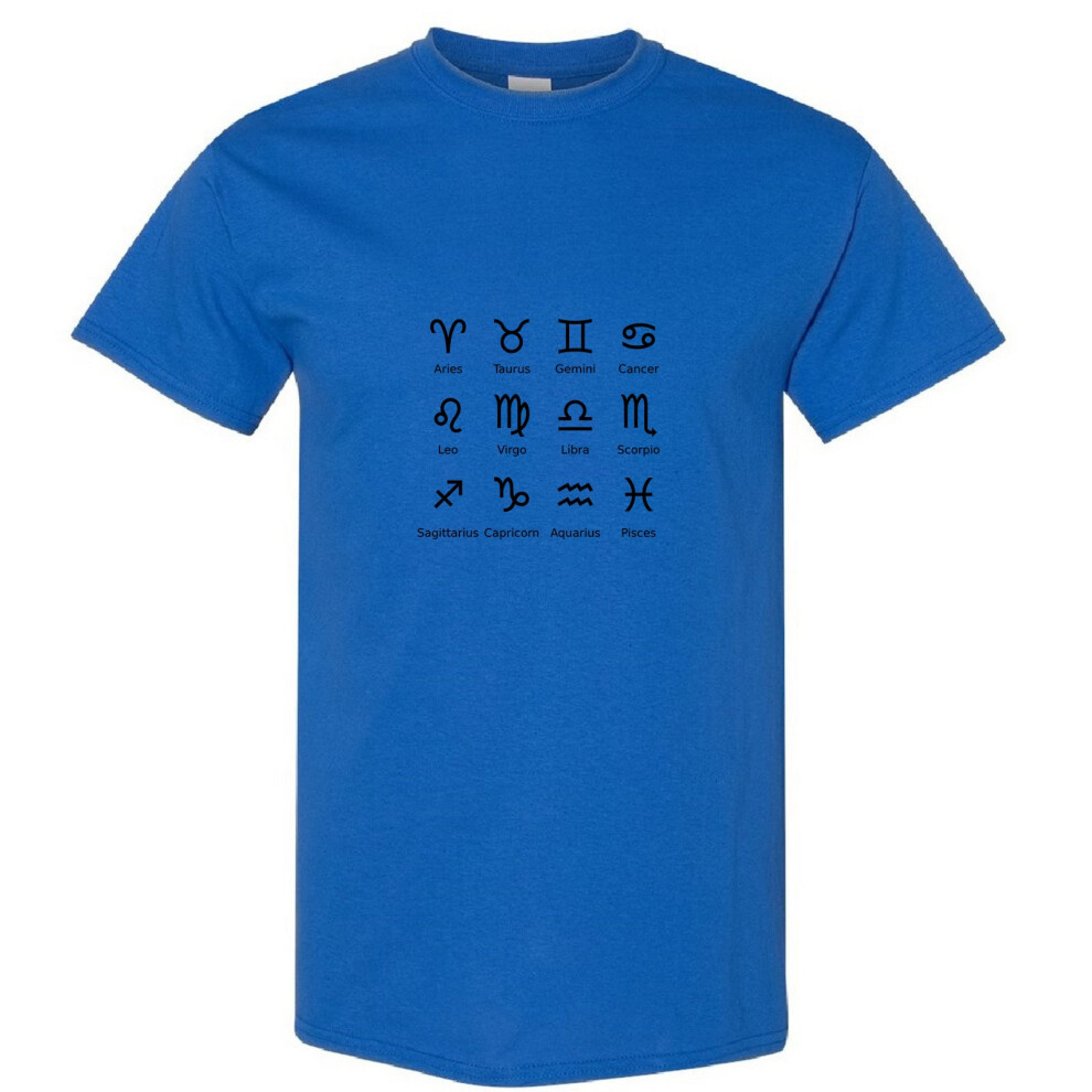 Gildan (Royal, 4XL) Zodiac Horoscope Astro Astrological Symbol Sign Men T Shirt Tee Top
