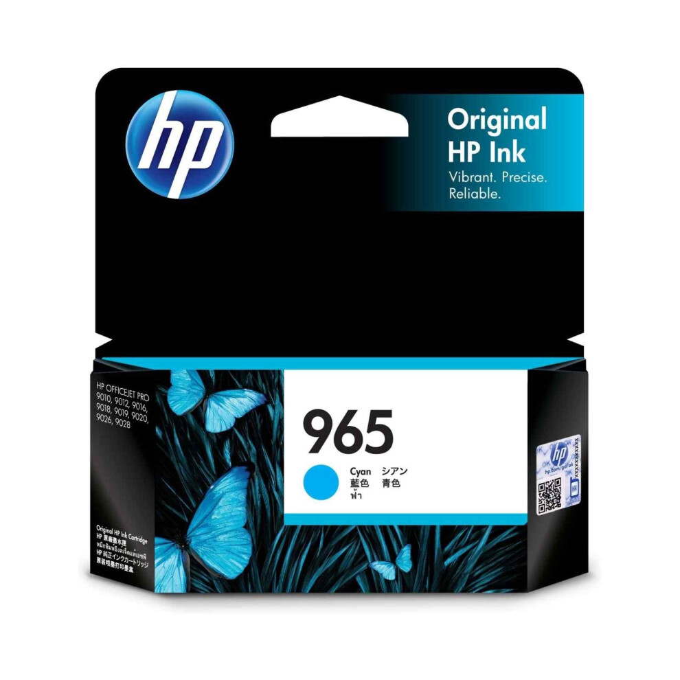 Hp Genuine Original 965 Cyan Ink Cartridge Toner Officejet 3Ja77aa