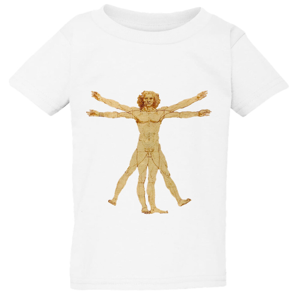 Gildan (Large / 4T / 3-4 Yo) The Vitruvian Man Leonardo Da Vinci White T-Shirt Tee Baby Toddler Kids Boy Girl
