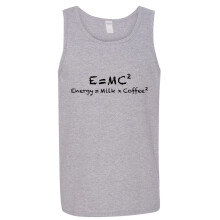 (3XL) E=mc2 Energy Milk Coffee Funny Grey Tank Top Singlet T Shirt Mens