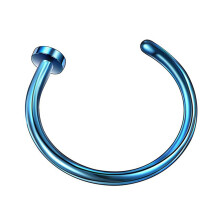 (Blue, 6 mm) Surgical Steel Open Lip Ear Nose Ring Hoop Small Thin Earrings Body Piercing