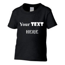 (Black, Large / 4T / 3-4 YO) Personalised Customised Boys Girls Kids Custom Printed Text T-Shirt Printing Tee