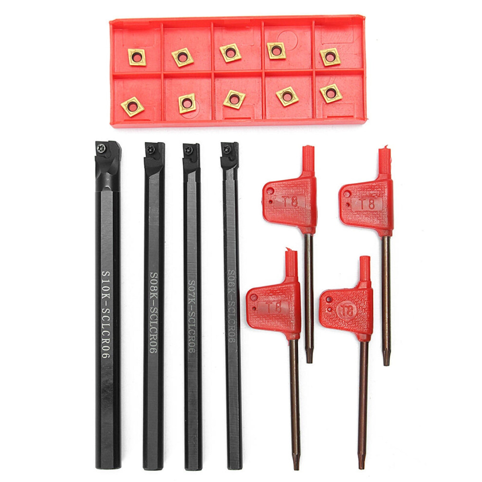 6/7/8/10Mm Turning Tool Holder Lathe Boring Bar Ccmt0602 Carbide Inserts With T8 Wrench 3147102053446