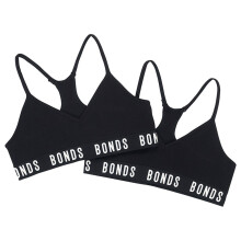 (6-8) 2 Pack Bonds Girls Kids Sports Seamless Racer Black Back Crop Top Bra UXNK2A