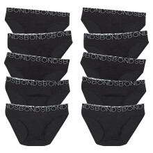(12-14) 10x Bonds Girls Bikini Kids Black Cotton Briefs Undies Underwear UWCE5A Bulk