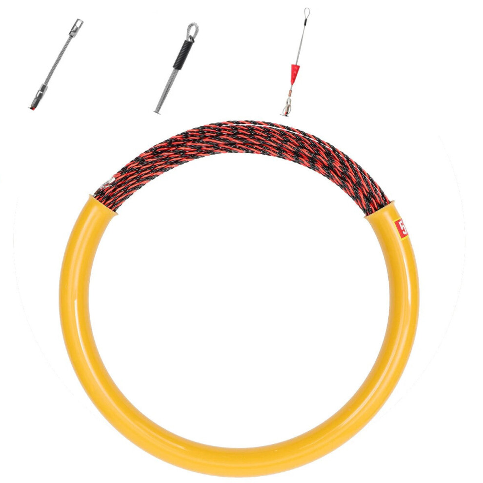 50M 6Mm Spiral Wire Cable Push Puller Snake Fish Tape Reel Conduit Rodder Guide 3147102099093