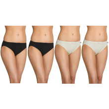 (12-14) 4pcs Bonds Heroes Hi-Cut Brief Womens Underwear Undies Panties WQKJW Black Cream