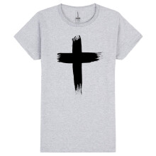 (S) Faith Jesus Cross Christian Religion Ladies Women Sport Grey T-Shirt Tee Tops
