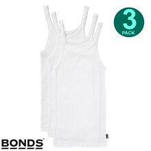 (3) 3 Pack Bonds Girls Kids White Teena Undergarments Comfy Cotton Singlet Tank Top UYG43A