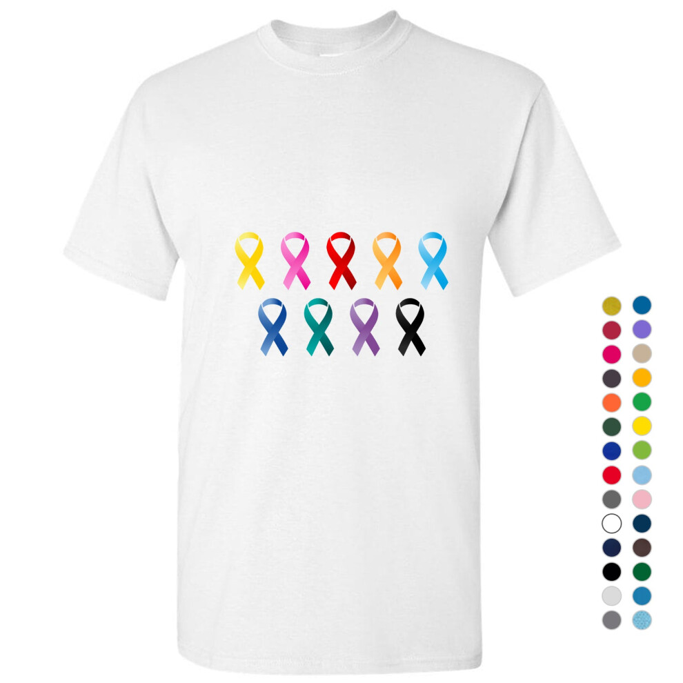 Gildan (White, 5XL) Cancer Hiv Aids Support Awareness Ribbon Symbol Men T Shirt Tee Top