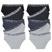 (12-14) 10x Bonds Boys Briefs Kids Comfy Cotton Undies Underwear Black Grey UWBT5A Bulk Multi Assorted