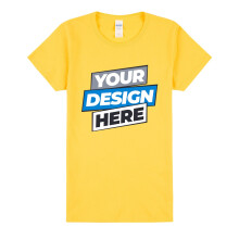 (Front, M) Personalised Ladies Womens Custom Printed T-Shirt Logo Text Printing Daisy Yellow Tee Top