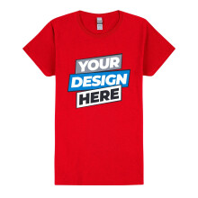 (Front, M) Personalised Ladies Womens Custom Printed T-Shirt Logo Text Printing Red Tee Top
