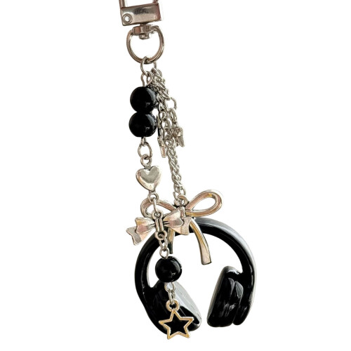 Versatile Music Earphone Shaped Accessory For Keys-Black