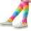 Durable Rainbow Striped Calf Socks Soft Comfortable-Pink 1