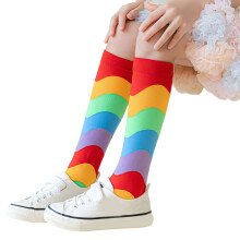Pair Whole Season Wear Childrens Socks Rainbow Striped-Red