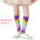 Upgrades Elastic Children Socks Rainbow Colored Stripes-Purple 4