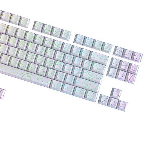 Ergonomic Side Printed Keyboards Keycaps PBT Heat-White