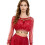 Professional Women's Belly Dance Top with Sequins and-Red os 1