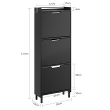 SoBuy Dark Gray 3-Door Shoe Cabinet