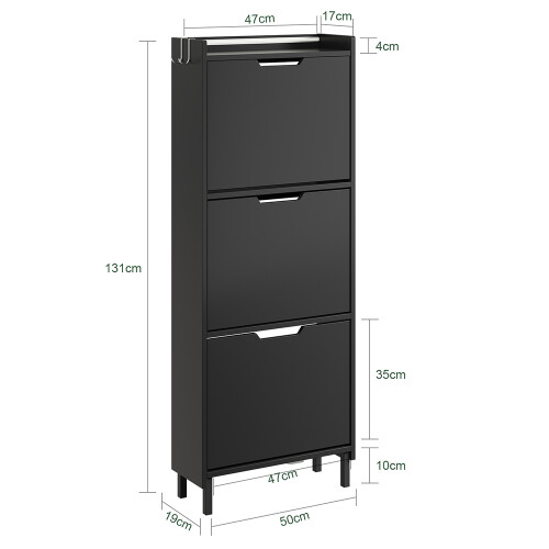 SoBuy Ντουλάπι Παπουτσιών FSR151-H-E-SCH Σκούρο Γκρι