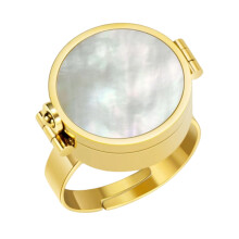 Verstelbare ring van roestvrij staal,-Wit schelp goud