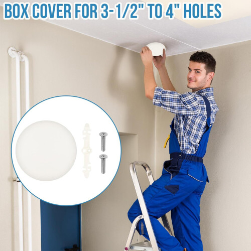 2Pcs Plastic Round Hole Cover with Screws for Electrical Boxes 1