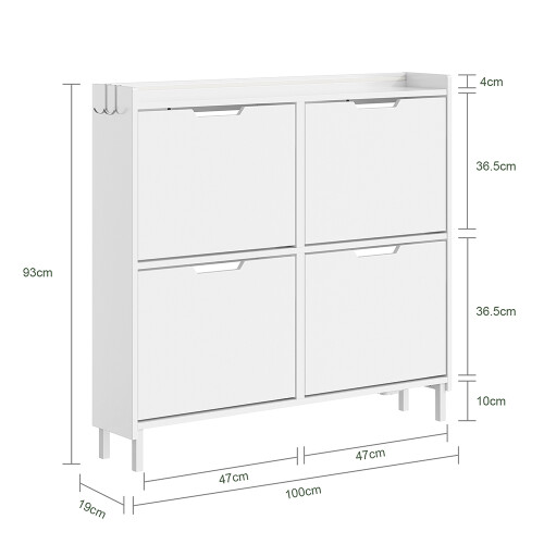 SoBuy Meuble à chaussures blanc 4 portes 2