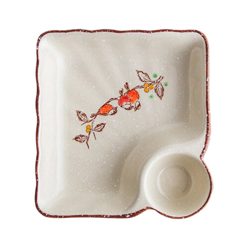 Square Shaped Ceramic Serving Dish for-Flower and bird