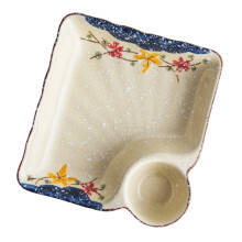 Hand-Painted Ceramic Dumpling Plate Set with Vinegar-flower