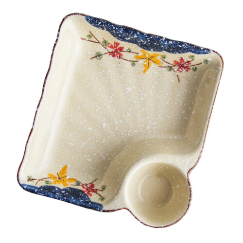 Hand-Painted Ceramic Dumpling Plate Set with Vinegar-flower