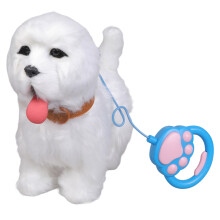 Soft Safe Electric Plush Toy Dog With Talking Feature And-White
