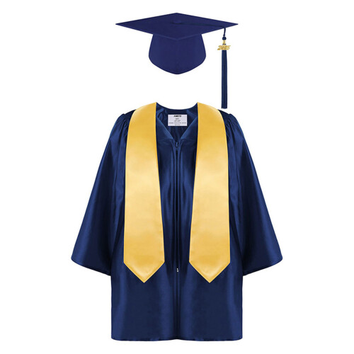 Childrens Academic Robe Breathable Design-Navy blue 21 yards