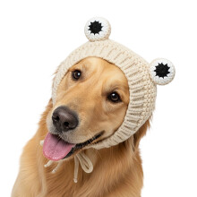 Gebreide wintermuts voor honden Zachte dikkere stoffen-wit