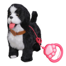 Soft Safe Electric Plush Toy Dog With Talking-Black And White