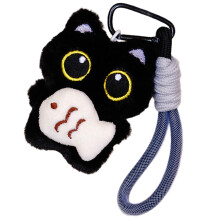 Porte-clés en peluche chaton noir doux, pendentif,-Style2