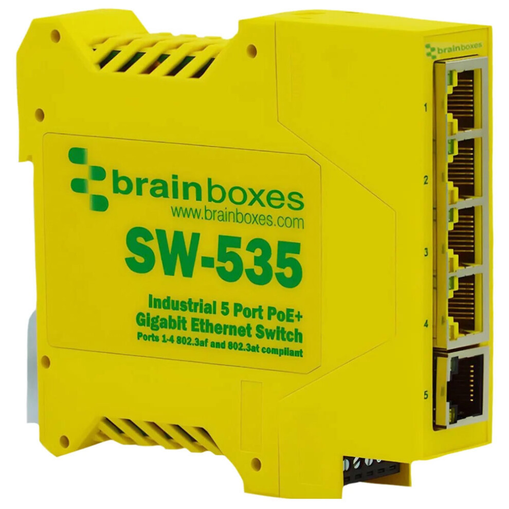 Brainboxes Sw-535 Industrial 5 Port Poe+ Gigabit Ethernet Switch 837324005073